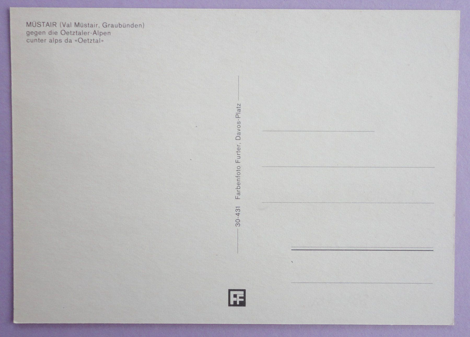 Cartoline postali: Müstair – Usato da Fétigny venduto da Billy2miny 1