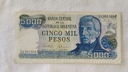 Argentinien 5000 Pesos 80er Jahre, Sammler Banknote (WA3)