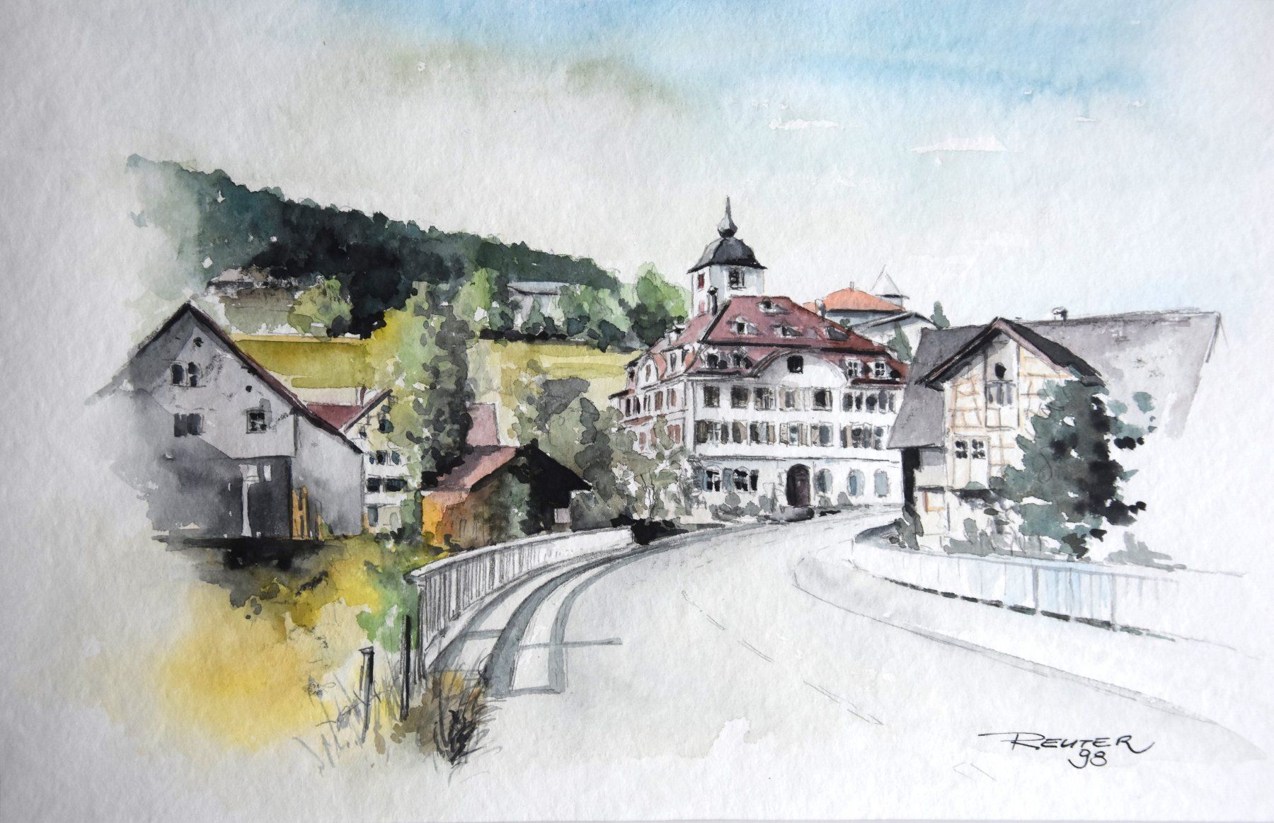 Dipinti: Oberglatt bei Flawil, Original Aquarell – Nuovo (secondo la descrizione) da Wittenbach venduto da Flic46