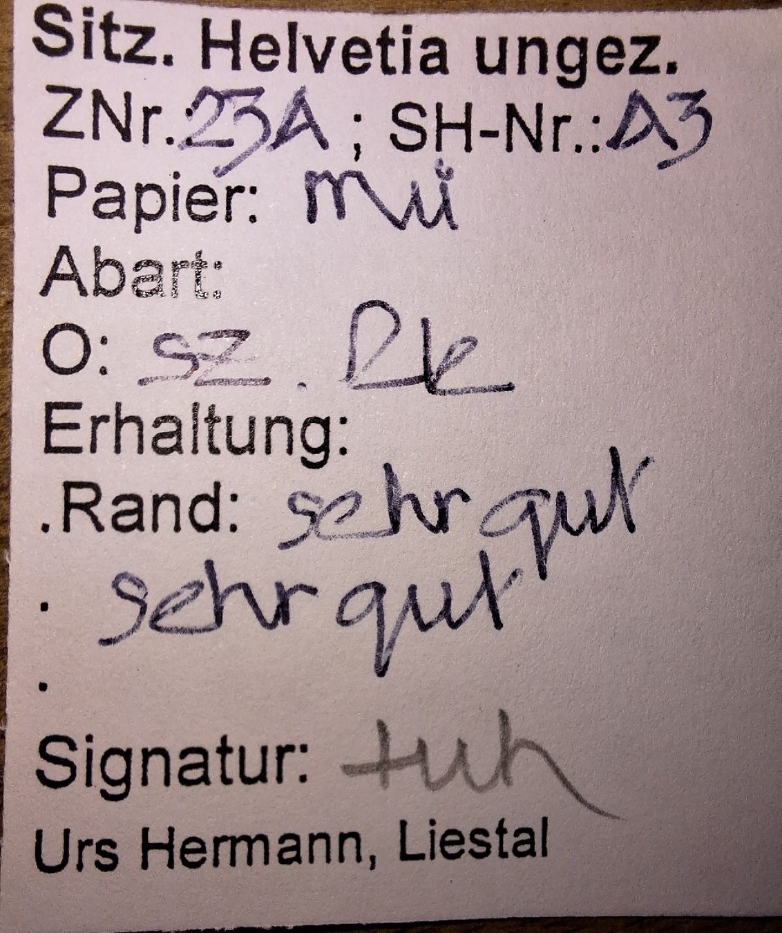 Tutti i francobolli: Strubel 23A3 mit Befund Kat. 110.- – Usato da Balgach venduto da SIMEON27 2
