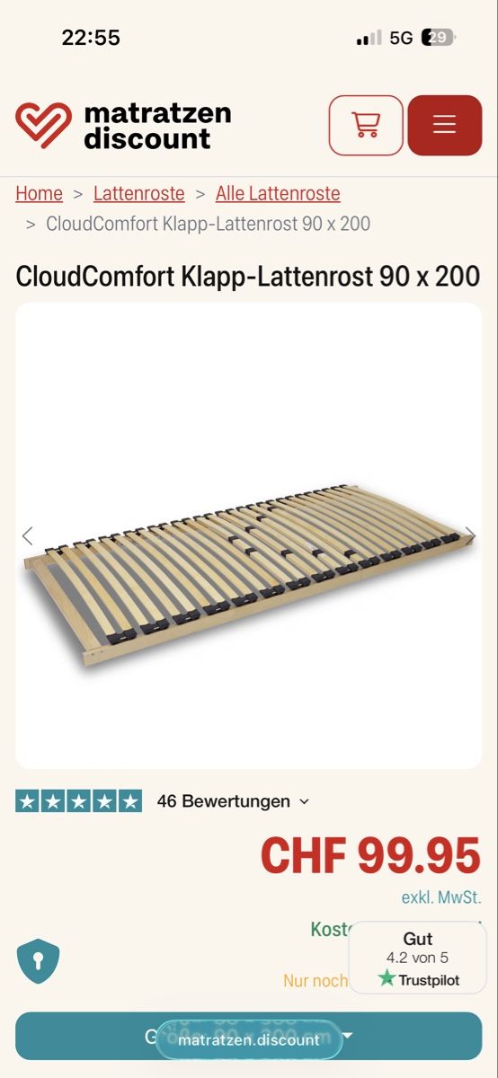 Sleepy Reti a doghe: Klapp-Lattenroste 90x200cm - Neu – Nuovo e nell'imballaggio originale da Merlischachen venduto da tobi5235