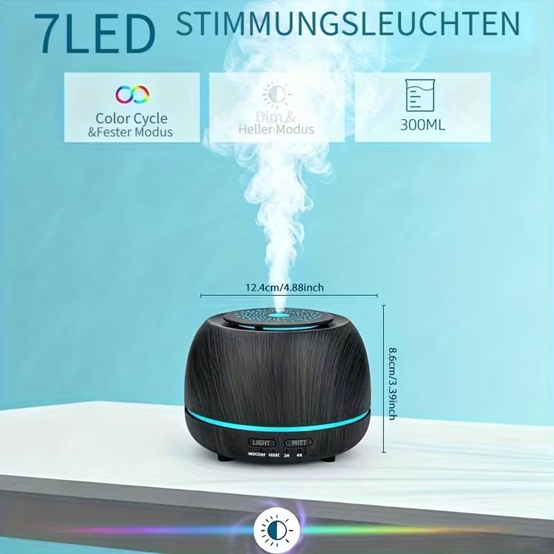 Diffusori di oli essenziali: COOLUCK Aroma-Diffusor & Luftbefeuchter – 300 ml inc. 4 Düft – Nuovo e nell'imballaggio originale da stans venduto da Kapferdesign 5