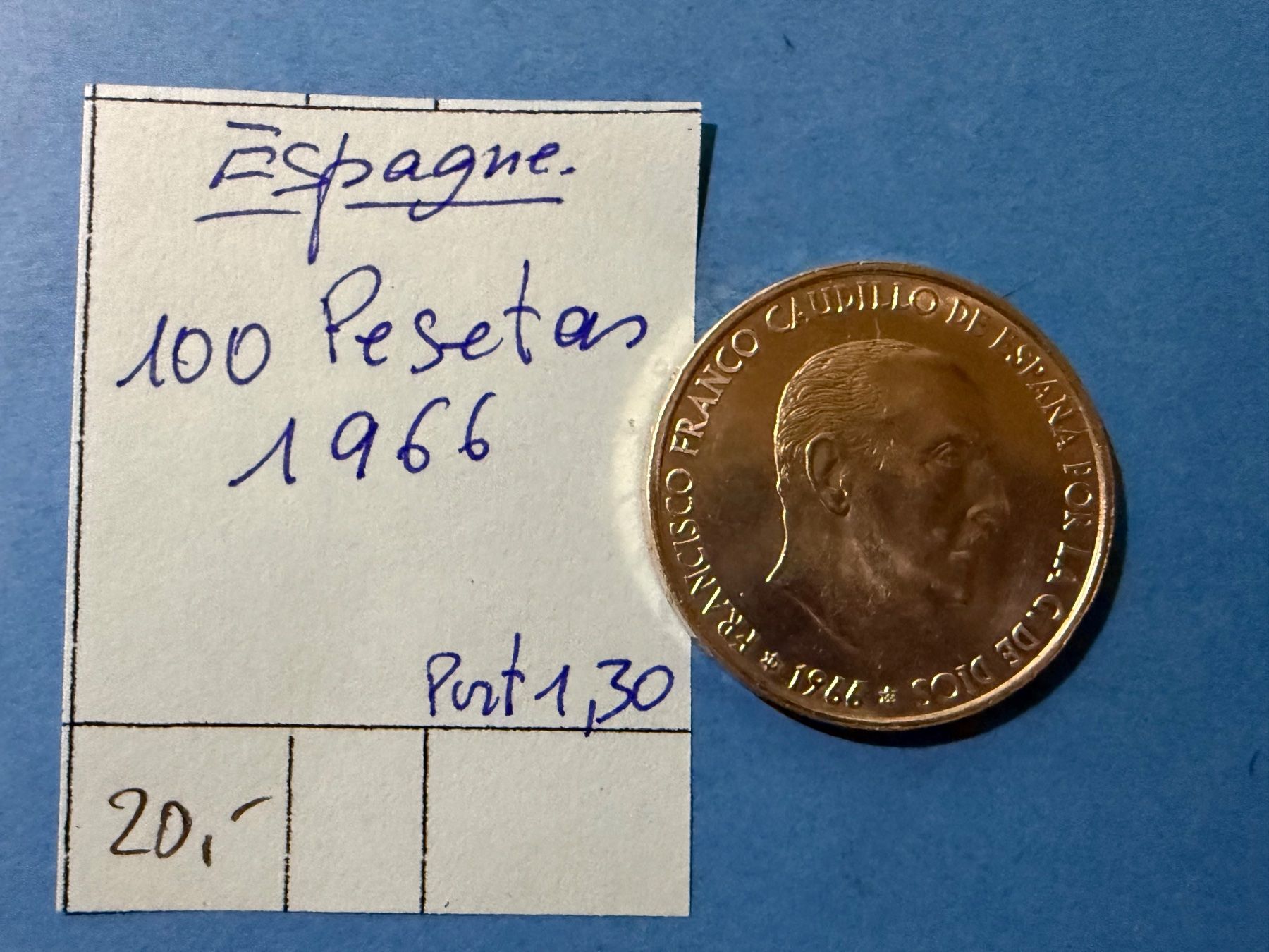 Alle Münzen: ESPAGNE : 100 PESETAS 1966 – Gebraucht aus genève von GEnumist