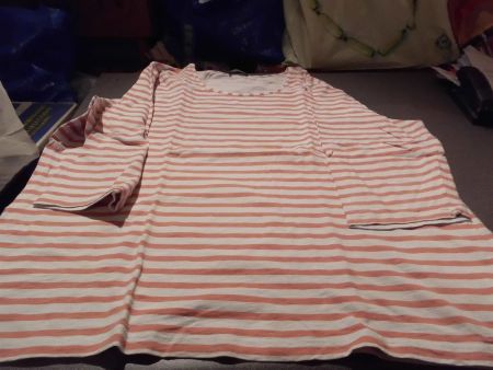 Pullover Grösse 46, bianca, rosa/weiss