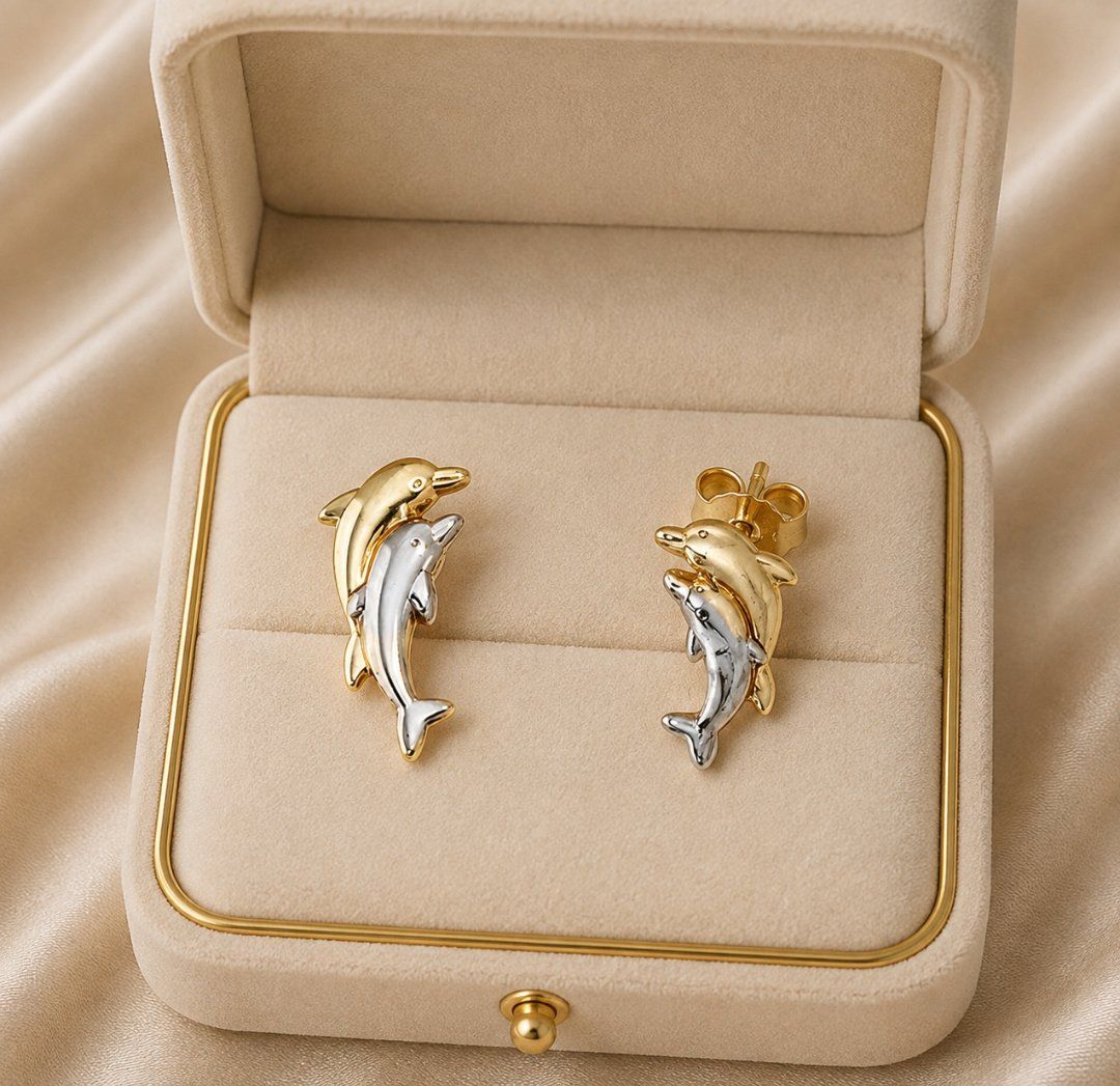 Orecchini pendenti & Orecchini a lobo: Ohrstecker Delfine 333 Gold bicolor – Nuovo e nell'imballaggio originale da Hemmental venduto da Fantasie1