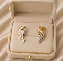 Ohrstecker Delfine 333 Gold bicolor
