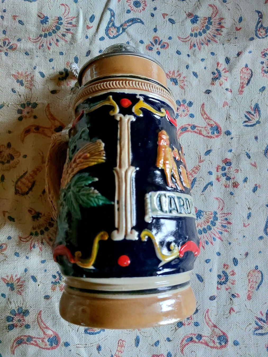 Cardinal Gläser: Schöner Bierkrug mit Zinndeckel, Cardinal Bier – Gebraucht aus Horgen von Angel0010