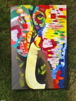 Acrylbild Elefant abstrakt bunte Farben auf Leinwand