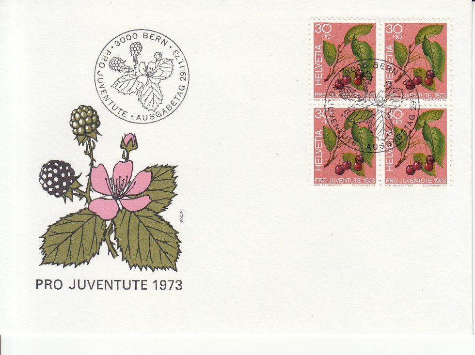 Alle Briefmarken: SBK J244 - J247 im 4er-Block FDC – Gebraucht aus Bürglen TG von StampGraf 2