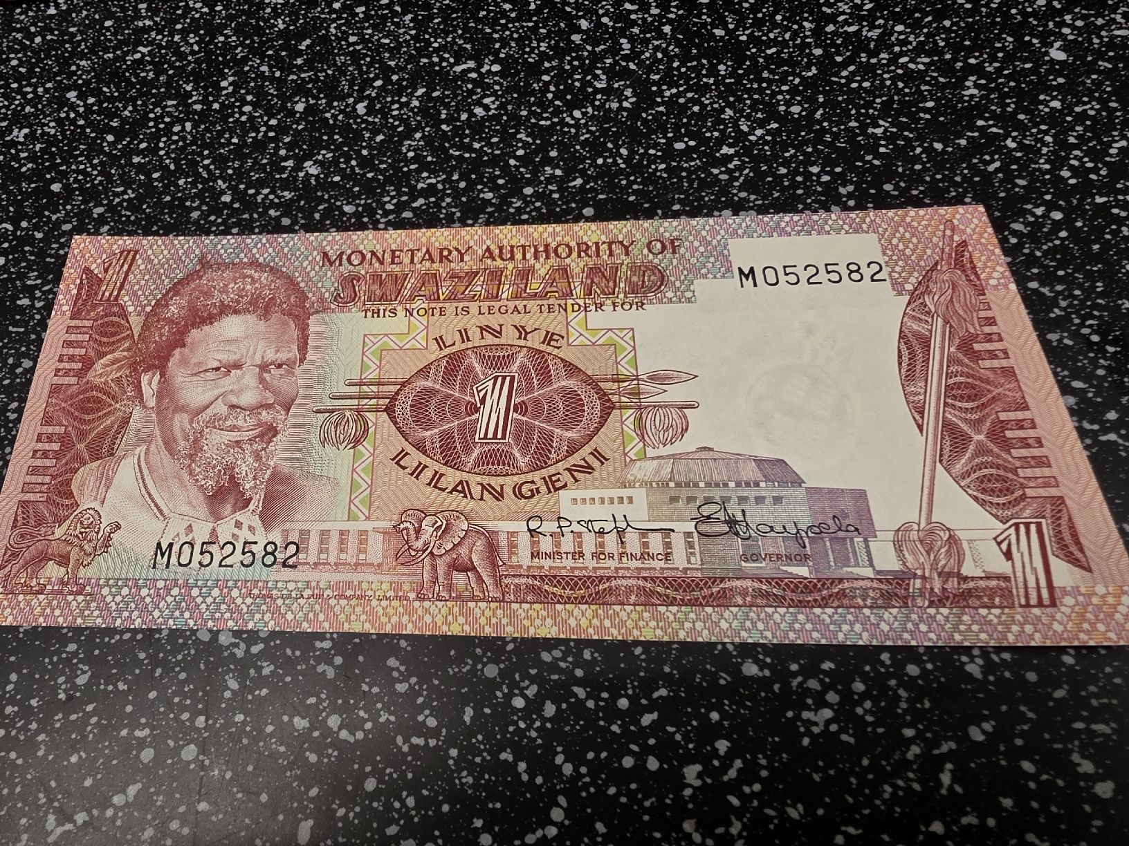 Banconote: Banknote 1 Lilangeni Swaziland  – Nuovo e nell'imballaggio originale da Herisau venduto da Antiques.AR