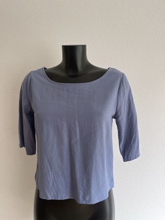 Leinen Bluse Blau Gr S