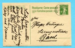 Postkarte Monts-de-Pully nach Basel mit Bild auf Rückseite
