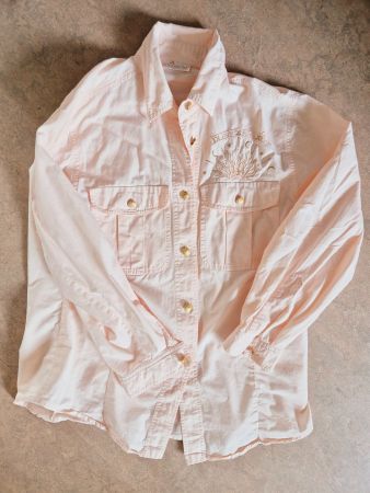 VINTAGE BLUSE AVANT GARDE 42 L GOLD APRICOT RETRO TOP JACKE