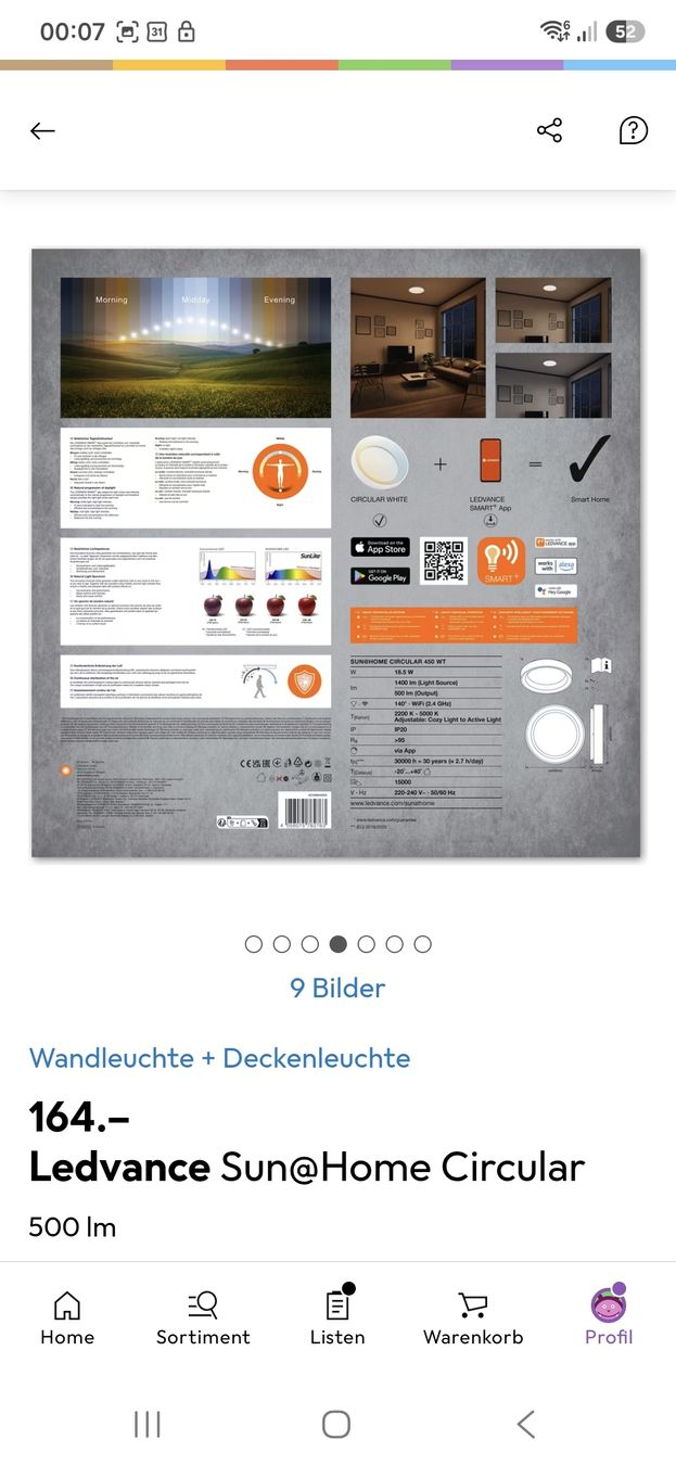 Lampadari & plafoniere: Wand- & Deckenleuchte Ledvance Sun@Home Circular 500lm – Nuovo (secondo la descrizione) da Bülach venduto da Slackmann 3