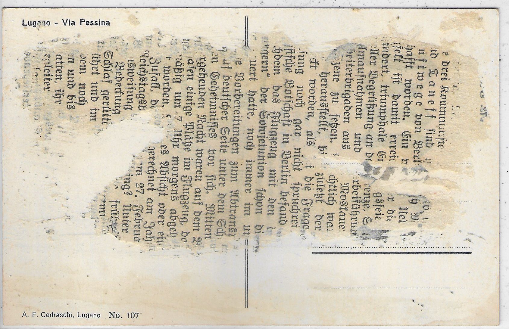 Cartoline postali: Lugano - Via Pessina - Litho – Usato da Ettingen venduto da Kartenplanet 1