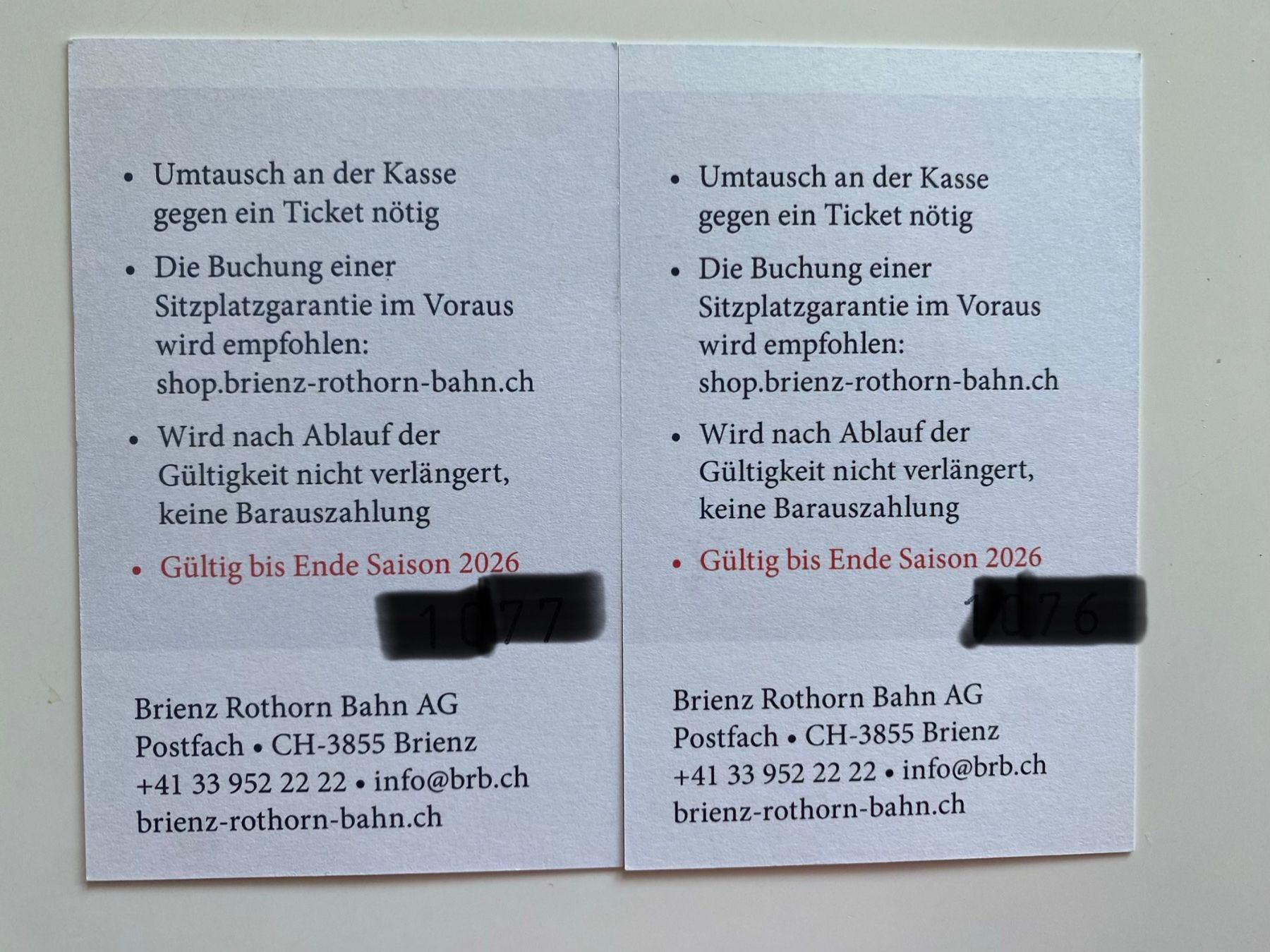 Biglietti: 2 Tickets Brienzer Rothorn retour – Nuovo (secondo la descrizione) da Bern venduto da Alexandra9 1