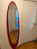 Grand miroir mural ovale  cadre rouge