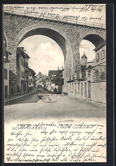 Cartoline postali: Schaffhausen, Partie am Eisenbahnviadukt – Usato da Berlin venduto da bartko-reher