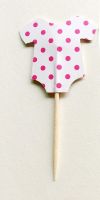 12 Stk. NEUE Torten Topper Baby Pink Polka dot - 807047