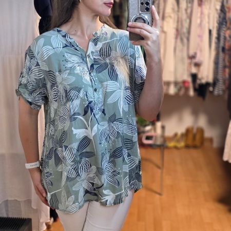 Viskose Bluse L/XL grün floral