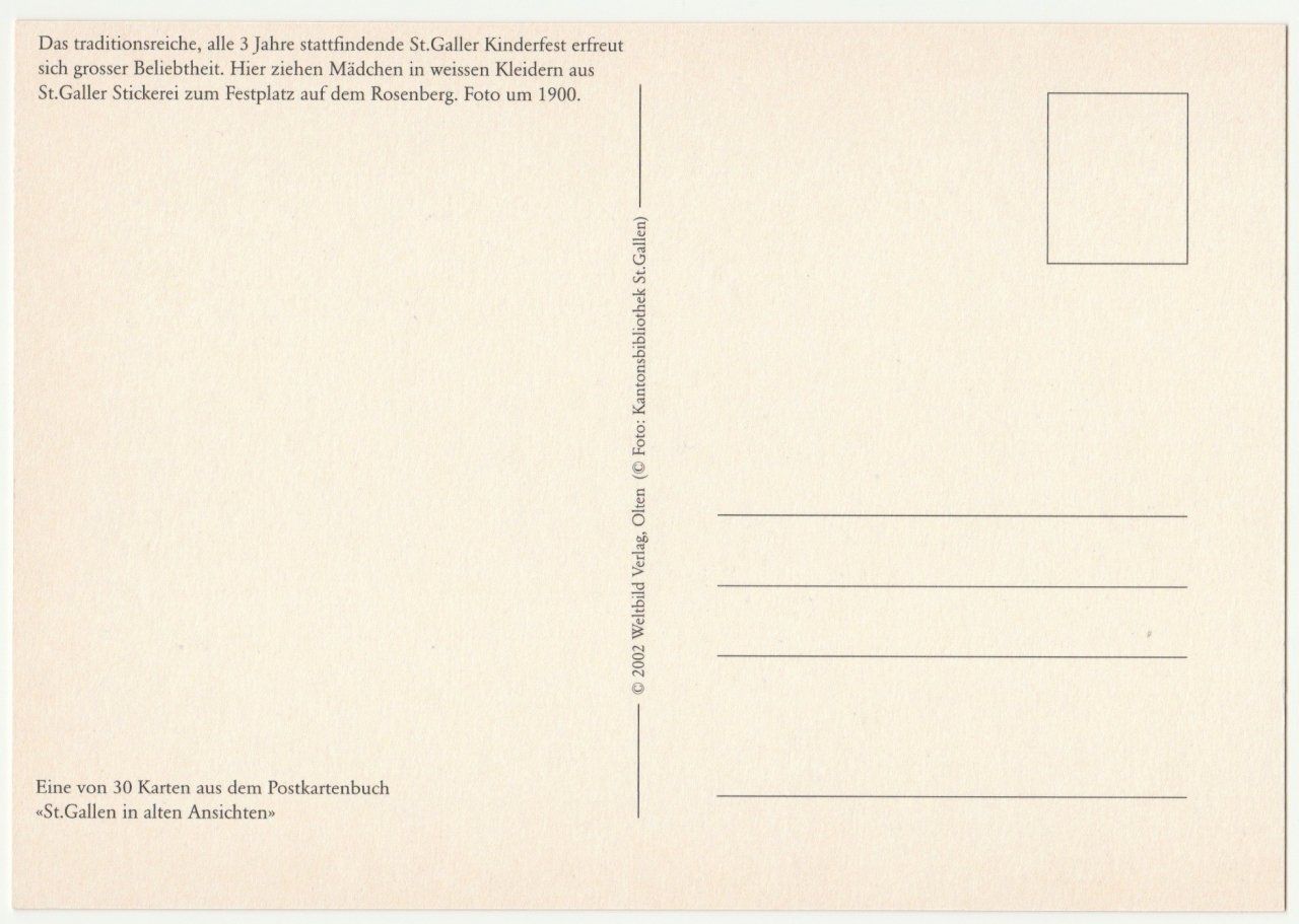 Cartoline postali: St. Gallen;  Kinderfest um 1900 – Nuovo (secondo la descrizione) da Fällanden venduto da Blausegelfliege 1