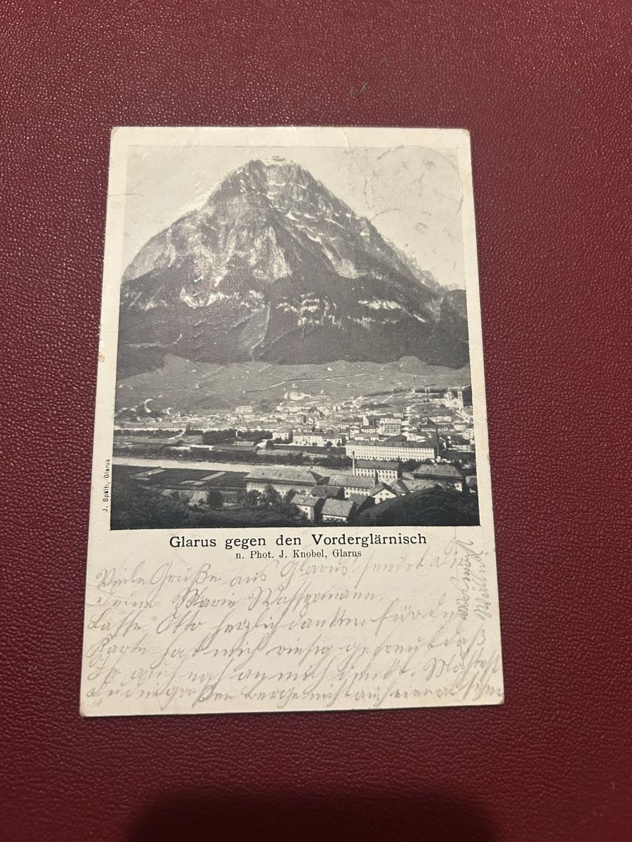 Cartoline postali: Glarus gegen den Vorderglärnisch 1901 – Usato da Breganzona venduto da Milesbo