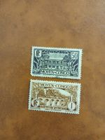 Timbres Moyen-Congo, collection, années 1920, 50c + 1c
