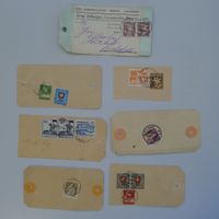 1917-1950, kleines Lot mit sieben Paketanhänger / Karten.