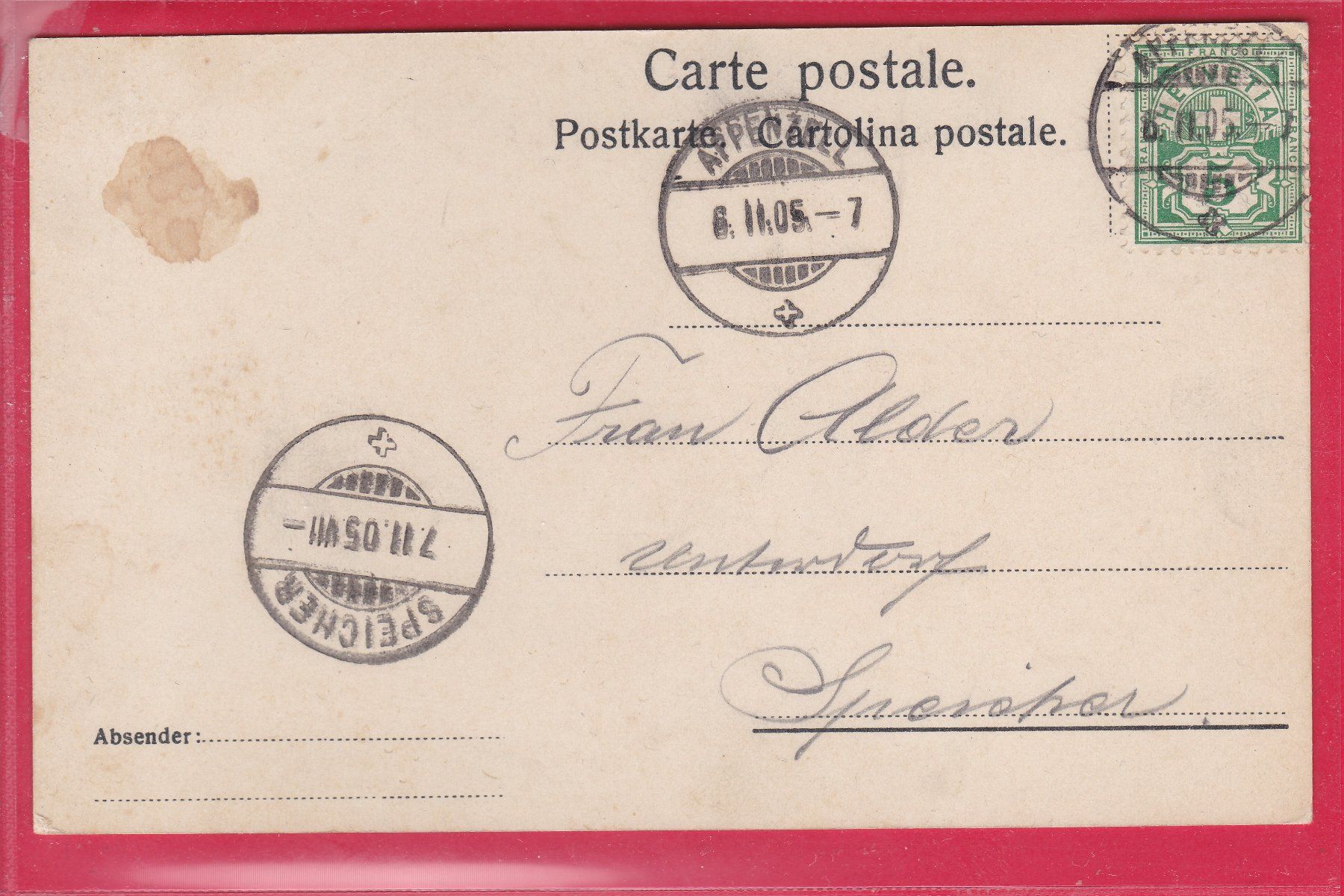 Cartoline postali: APPENZELLER KINDER-TRACHTEN, 6.2.1905 – Usato da Oberrieden venduto da Gebirgsstelze 1