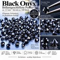 100 St fein brillantgeschliffene Black Onyx-Pointer 1,5 mm