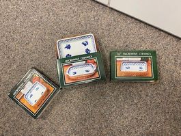 3 Mikrowellen Keramik Auflaufformen blau weiss Dekor Korb...