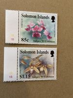 2 seltene Orchideen Briefmarken Solomon Islands 1993 Indopex