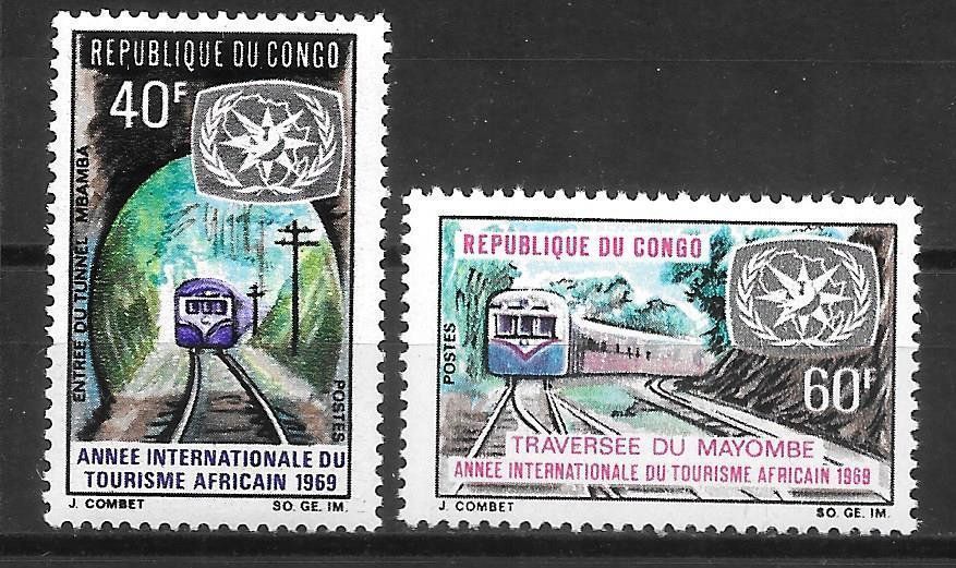 Tutti i francobolli: Kongo Serie 192 - 193 Eisenbahn ** 20.10.1969 – Nuovo (secondo la descrizione) da Olten venduto da clotaldi