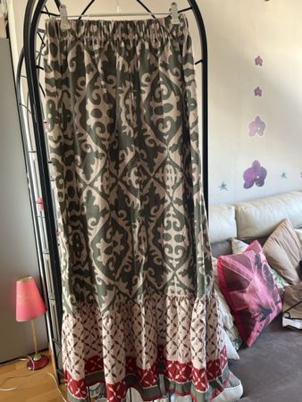 Maxi Jupe longue imprimée vert beige marron bordeaux XS/S