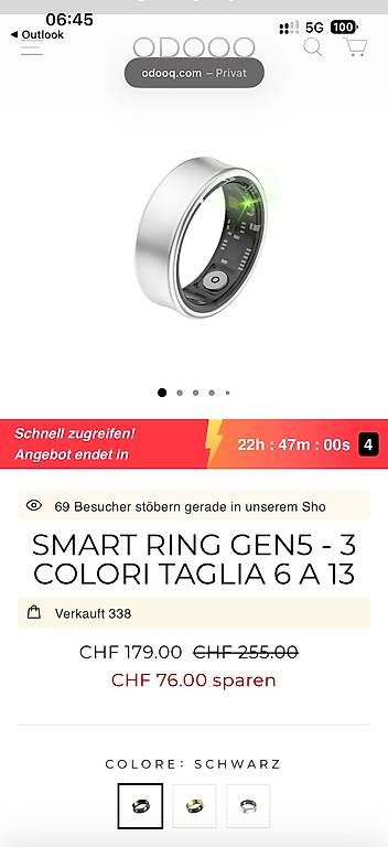 Anelli: Smart Ring Odooq Gen 5 Silber Grösse 8 – Usato da Zürich venduto da Sawadikaa 3