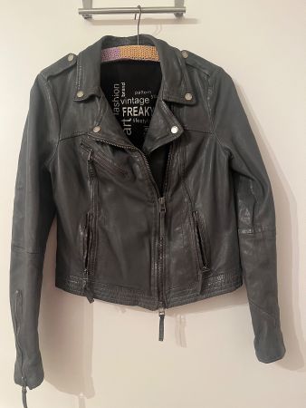 Coole graue Lederjacke, Grösse 38