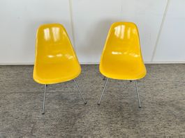 2 Original Herman Miller Eames Fiberglass Side Chairs DSX