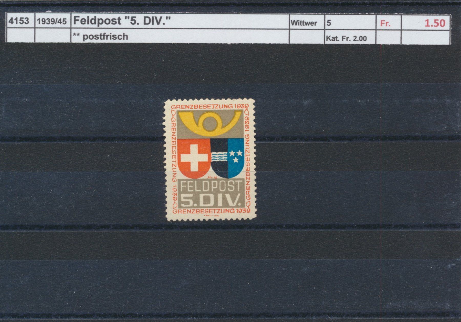 Alle Briefmarken: 1939/45 Feldpost "5. DIV.", ** postfrisch – Neu (gemäss Beschreibung) aus Winterthur von Zupogeru