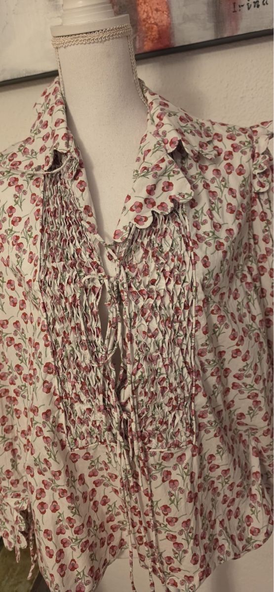 Camicette: Romantische Bluse aus Baumwolle mit Blumenmuster, gr.L – Usato da St. Gallen venduto da mania03