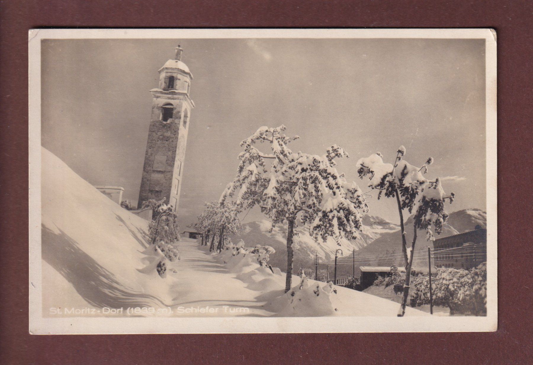 Cartoline postali: ST. MORITZ-DORF - Schiefer Turm – Usato da Pully venduto da nicecards