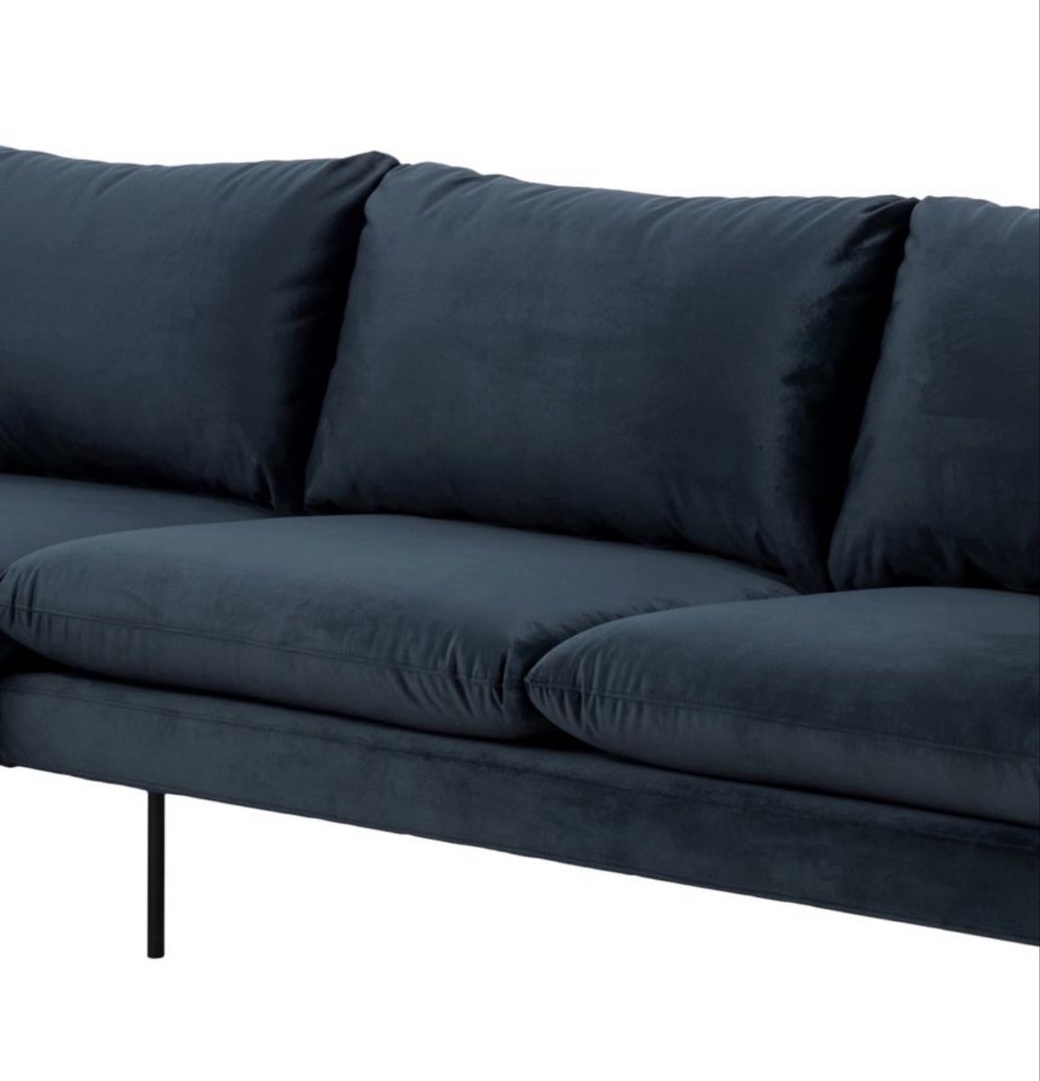 Divani: Ecksofa Sofa Ellens III Samt dunkelblau – Nuovo (secondo la descrizione) da Siebnen venduto da sellingmystuff1 2