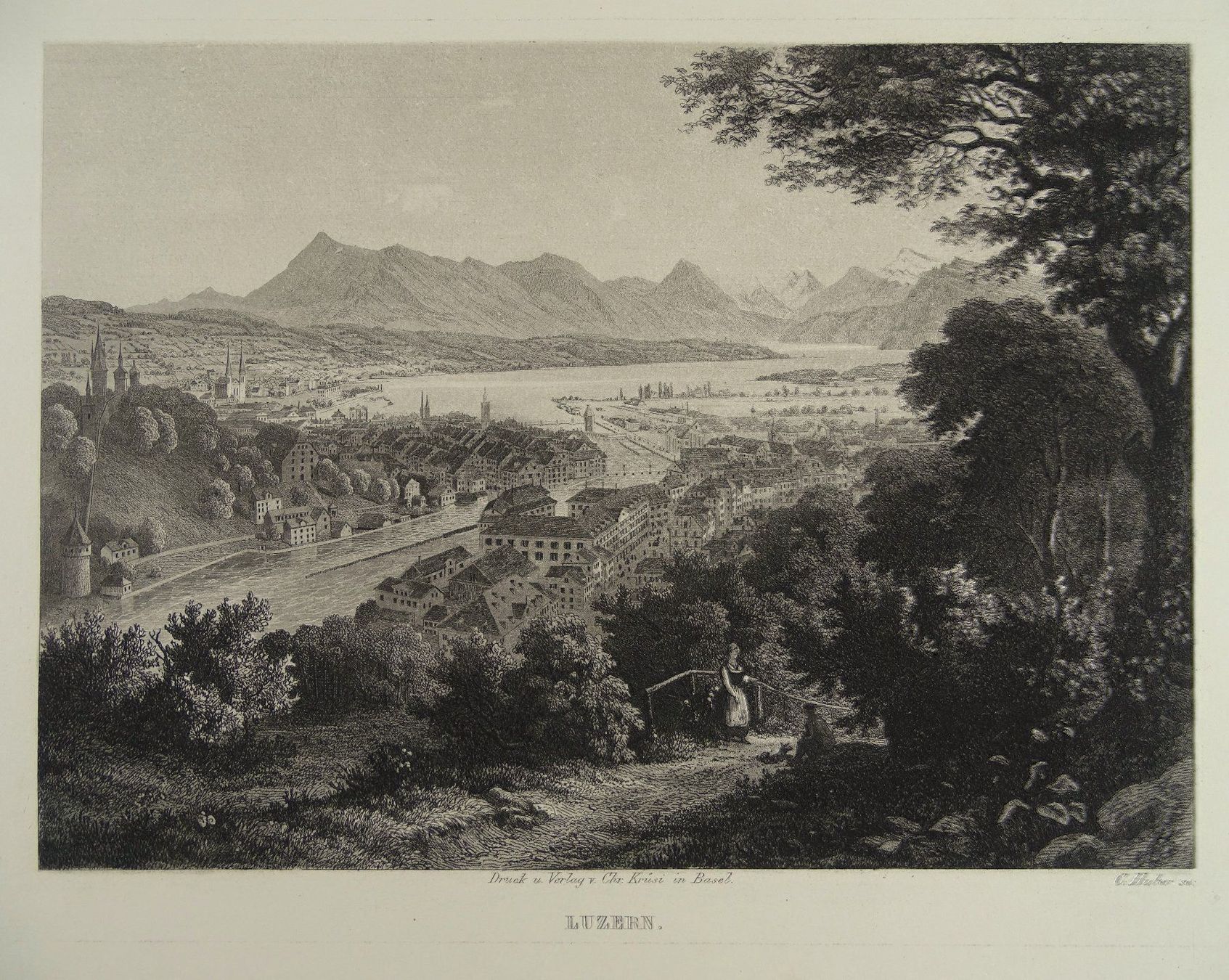 Stiche: LUZERN, STAHLSTICH 1865 – Gebraucht aus Grüningen von Kartensammler 1