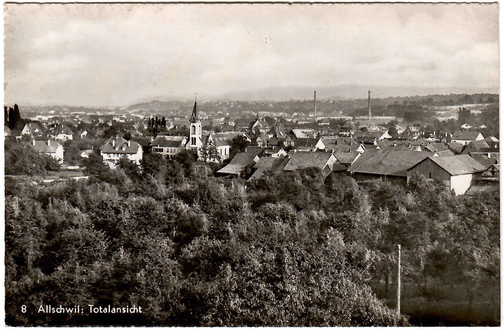Cartoline postali: Ansichtskarte  Allschwil,   Totalansicht – Usato da Kerns venduto da etma3