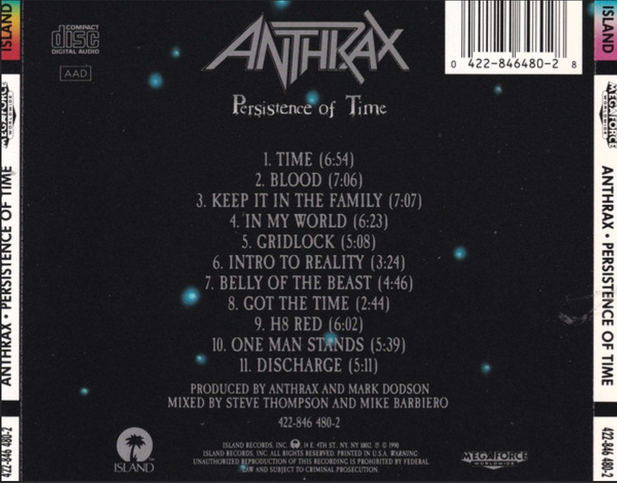 CD: Anthrax - Persistence of Time – Usato da Brunnen venduto da Barfly5 1