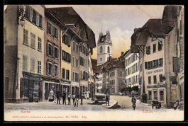 Aarau, Zollrain, Platz mit Brunnen, Gesc