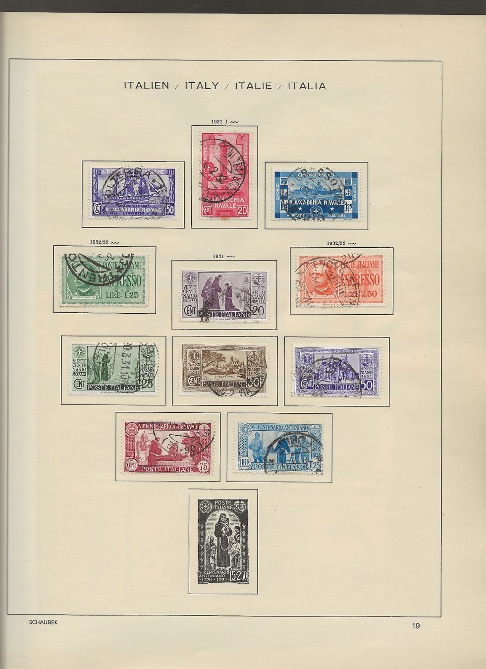 Alle Briefmarken: Marken Italien 1930 bis 1934 – Gebraucht aus Au ZH von xelagreb01 2