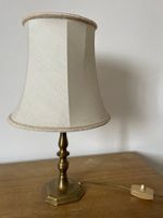 Vintage Tischlampe aus Messing mit Stoffschirm