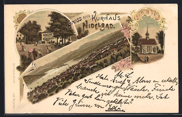 Cartoline postali: Litho Nidelbad, Gesamtansicht, Ortsparti – Usato da Berlin venduto da bartko-reher