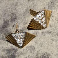 Vintage goldige Strass Ohrclips, ca 1950