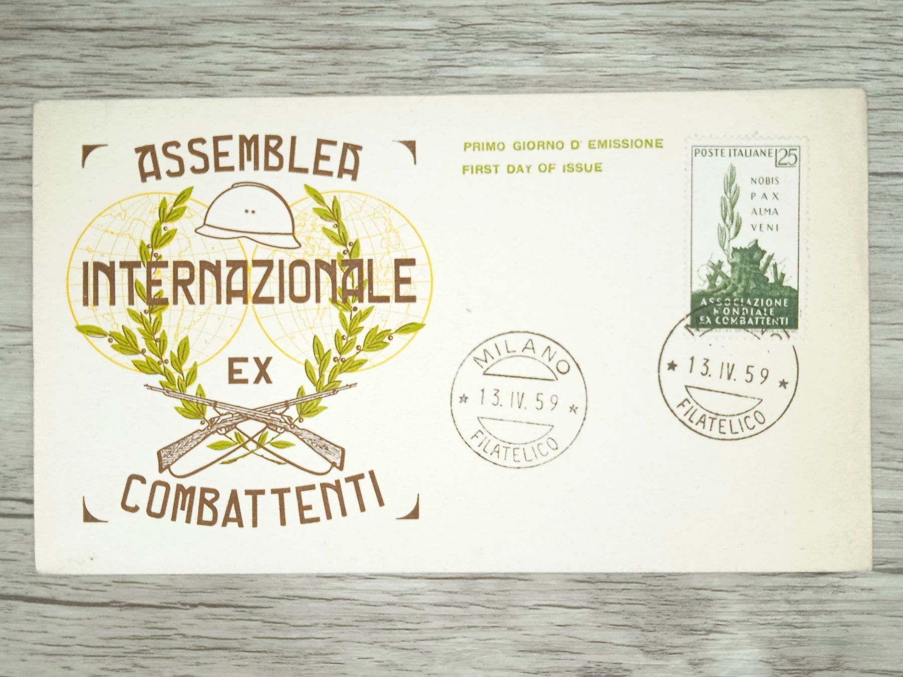 Tutti i francobolli: TR100 Enveloppe + Timbre Italie 1959 – Usato da Cousset venduto da Patrick_Collections